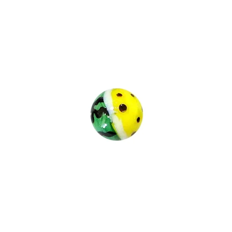 Bille melon vert/jaune pois noirs 16mm