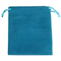 Sac à billes en velours turquoise 12x15cm