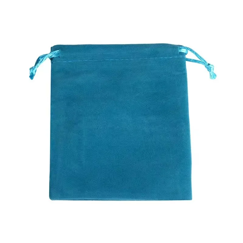 Sac à billes en velours turquoise 12x15cm