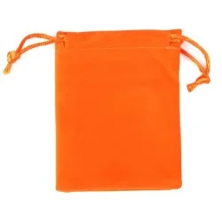 Sac à billes en velours orange 12x15cm