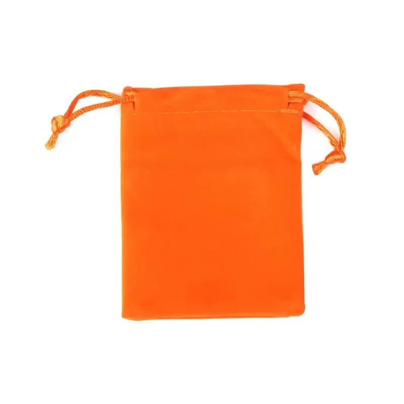 Sac à billes en velours orange 12x15cm